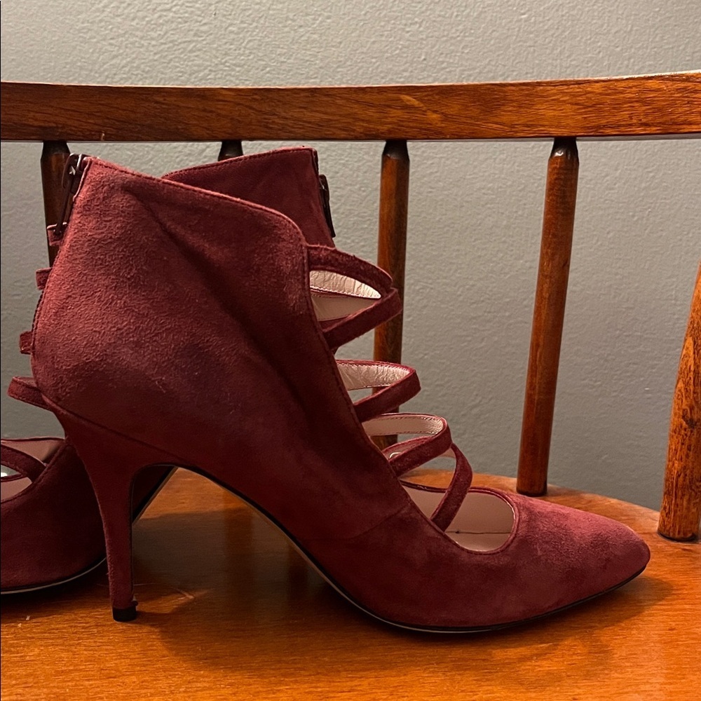 Kate Spade Vero Cuoio burgundy suede ankle-strap High Heel Pumps Size 7 - Picture 4 of 10